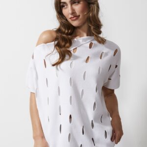 LD & Co - Holey Top in White (LC6658) ON SALE