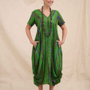 LD & Co - Painted Linen Dress in Chartreuse 100% Linen (LC7787)
