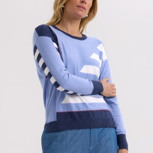 Zaket & Plover - Hand Work Intarsia Jumper ZP7705 in Blueberry